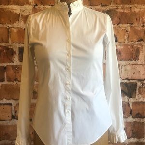 Gap Long Sleeve White Ruffle Detail Shirt Small